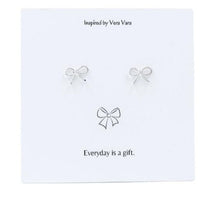 Load image into Gallery viewer, Gift Bow Earrings Silver