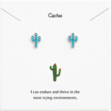 Load image into Gallery viewer, Saguaro Turquoise Crystal Cactus Earrings
