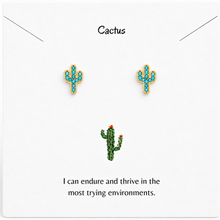 Load image into Gallery viewer, Saguaro Turquoise Crystal Cactus Earrings
