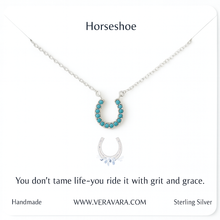 Load image into Gallery viewer, Grit and Grace – Horseshoe Turquoise Crystal Necklace
