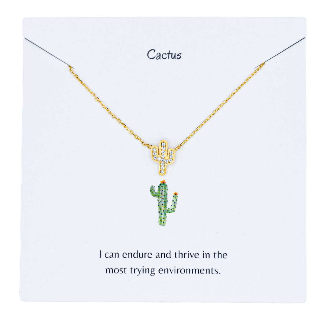 Saguaro Gold Cactus Necklace