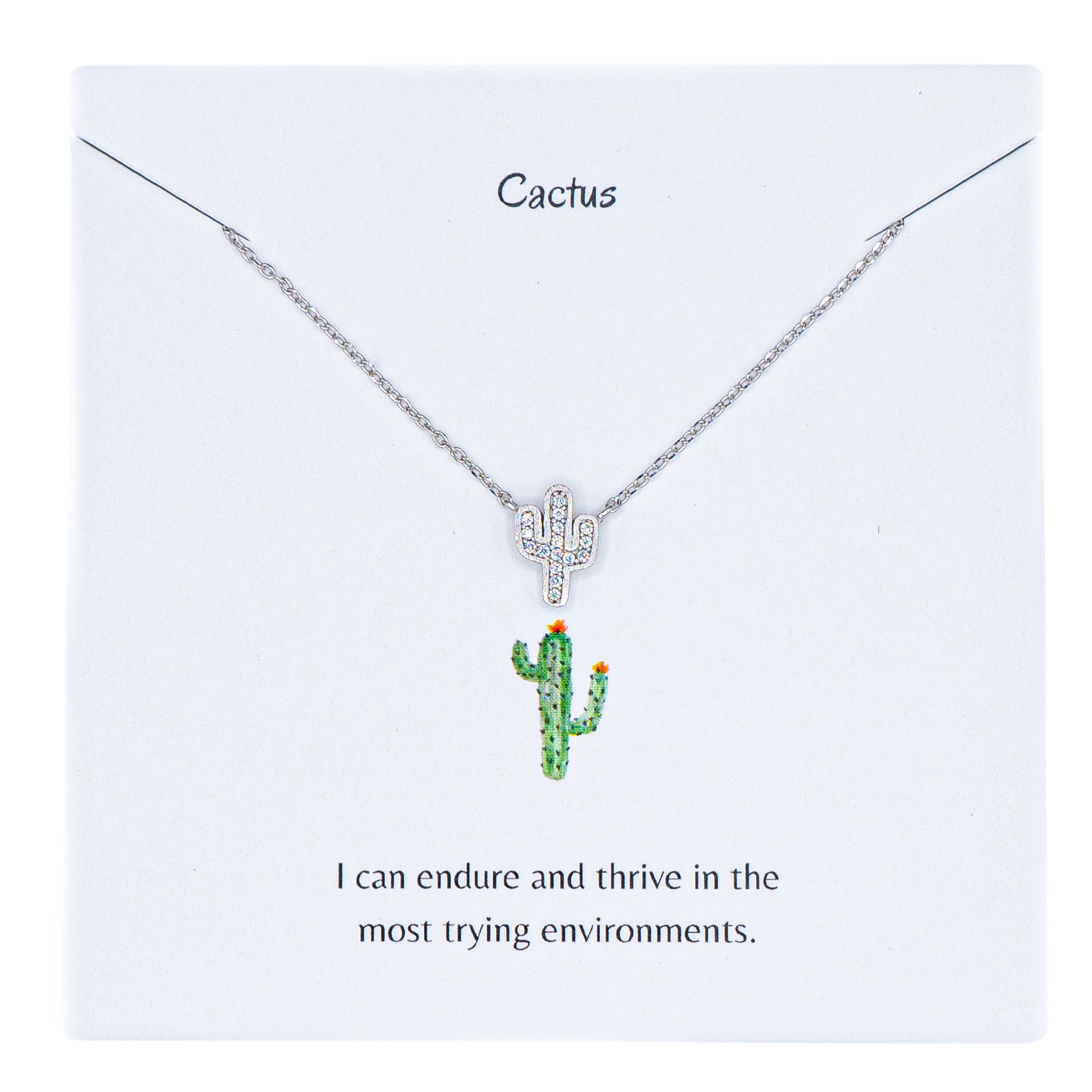 Saguaro Cactus Necklace Silver