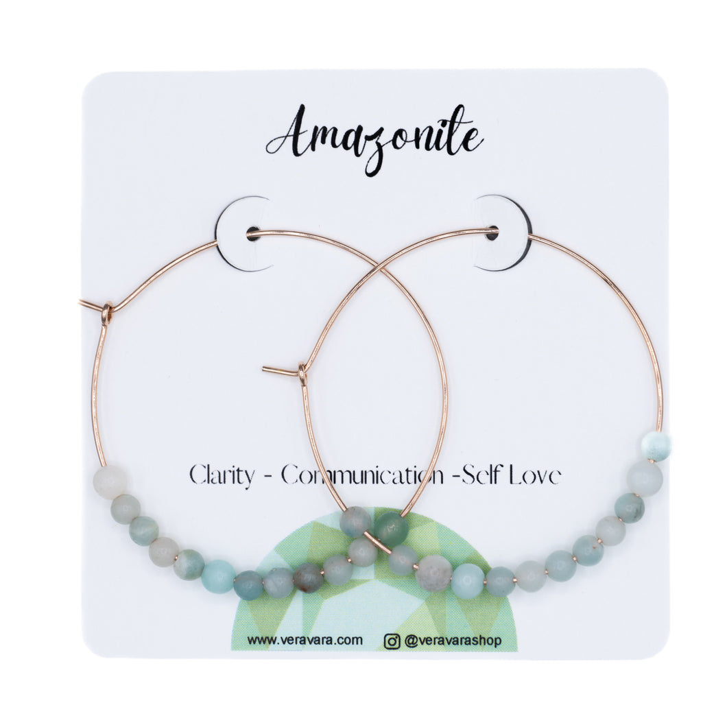 Amazonite Gemstone Hoops